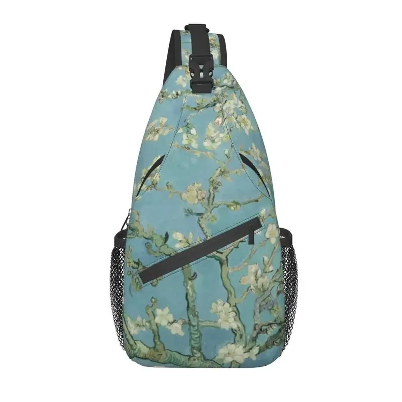 sac à dos à bandoulière motif fleurs d'amandier pour homme, accessoire décontracté de voyage, motif peinture de vincent van gogh