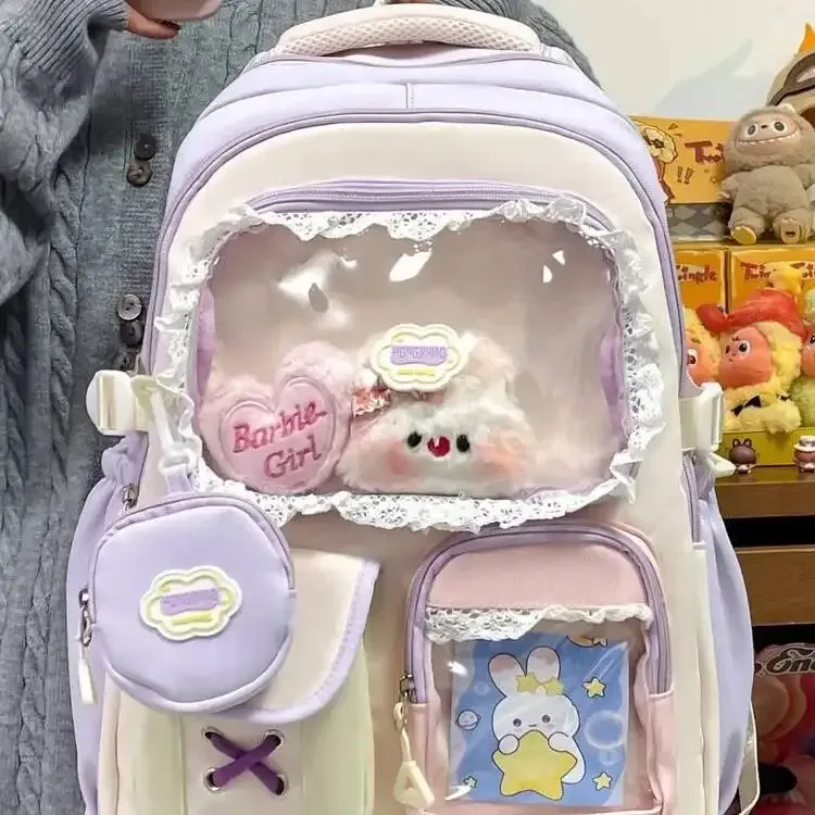 nouveau sac à dos ita y2k mignon avec porte-monnaie, sac à dos transparent grande capacité pour étudiantes, idéal pour l'école, l'université et les activités de plein air