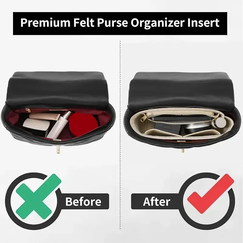 organisateur de sac en feutre homefish, organiseurs de maquillage, doublure idéale pour les sacs à main de marque pour femmes et les trousses de cosmétiques