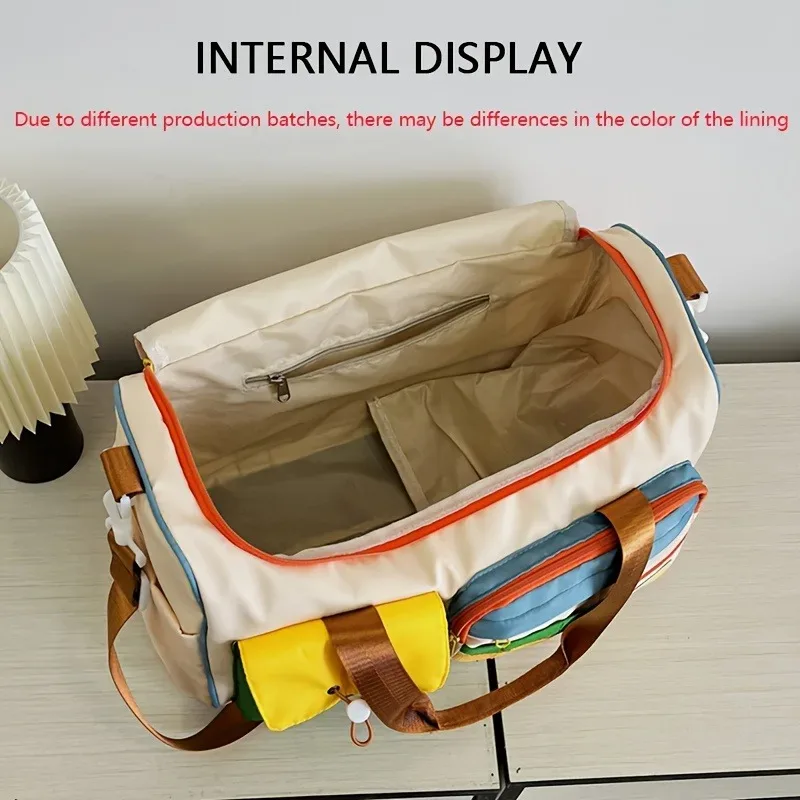 sac polochon de sport en tissu oxford de grande capacité avec compartiment à chaussures et bretelles réglables, sac de voyage multi-poches