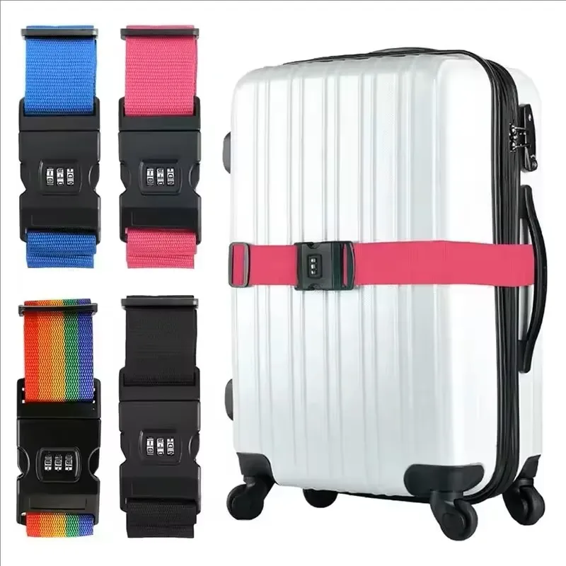1 sangle de bagage de voyage avec cadenas à code, réglable, légère, antivol, pour la sécurité des bagages