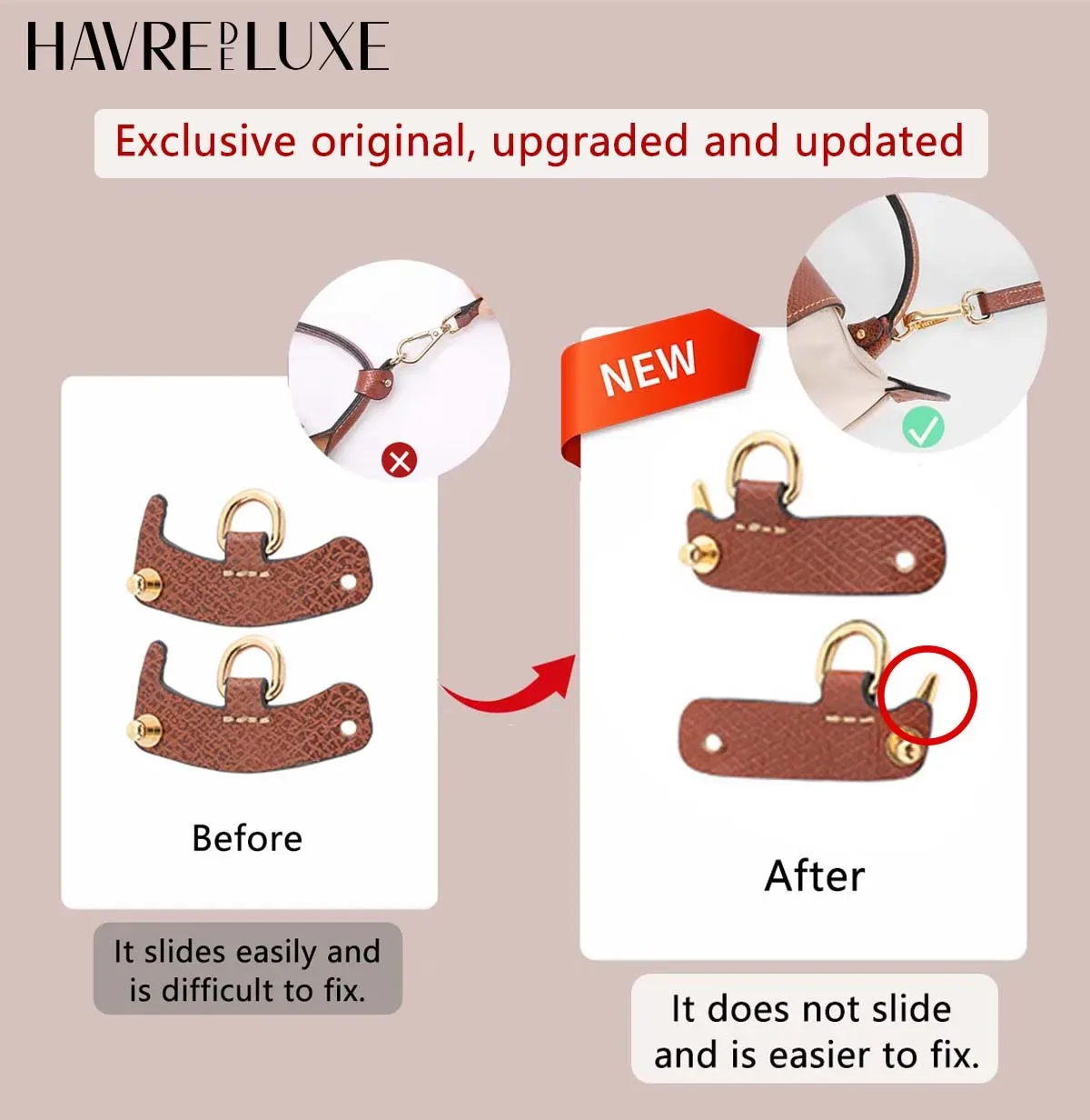 sangle de sac à bandoulière de remplacement en cuir pour mini sac longchamp, sangle d'épaule sans poinçonnage, accessoires de sac de modification
