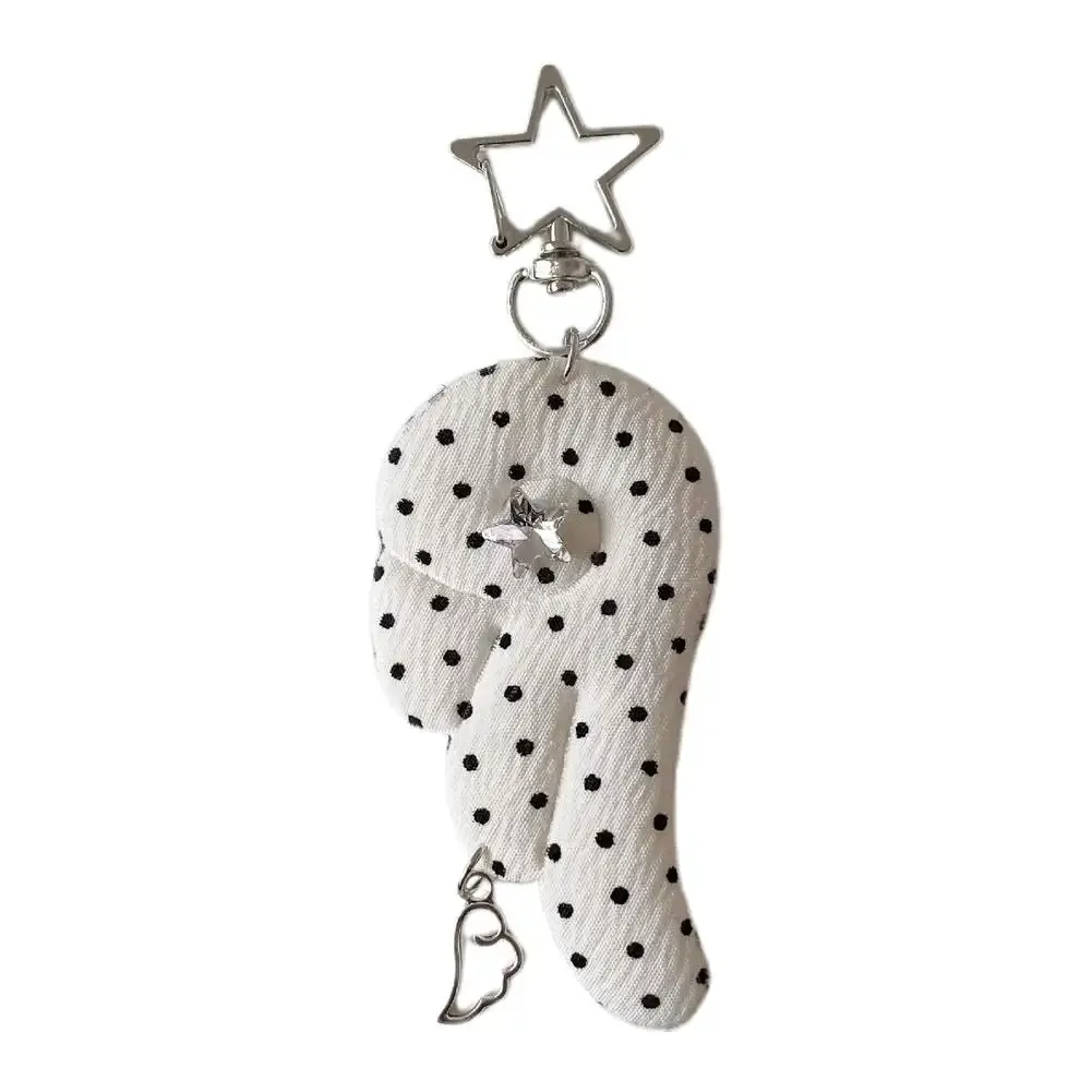 1pc porte-clés aile d'ange tendance polyvalent, pendentif de sac à pois, breloque de sac y2k avec fermoir étoile, décoration suspendue pour sac à dos et sac à main
