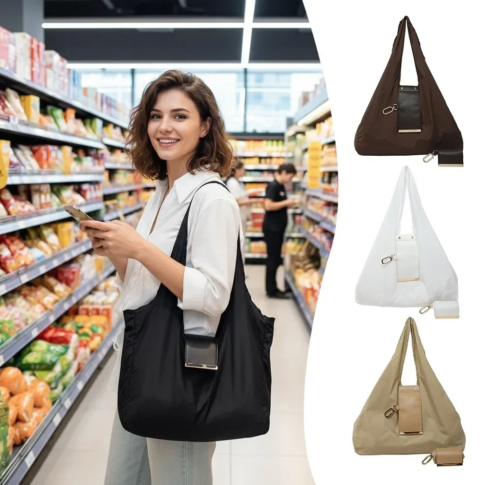 Nouveau mini sac fourre-tout pliable et extensible pour supermarché, sac écologique réutilisable avec porte-clés, sac de courses pour les voyages