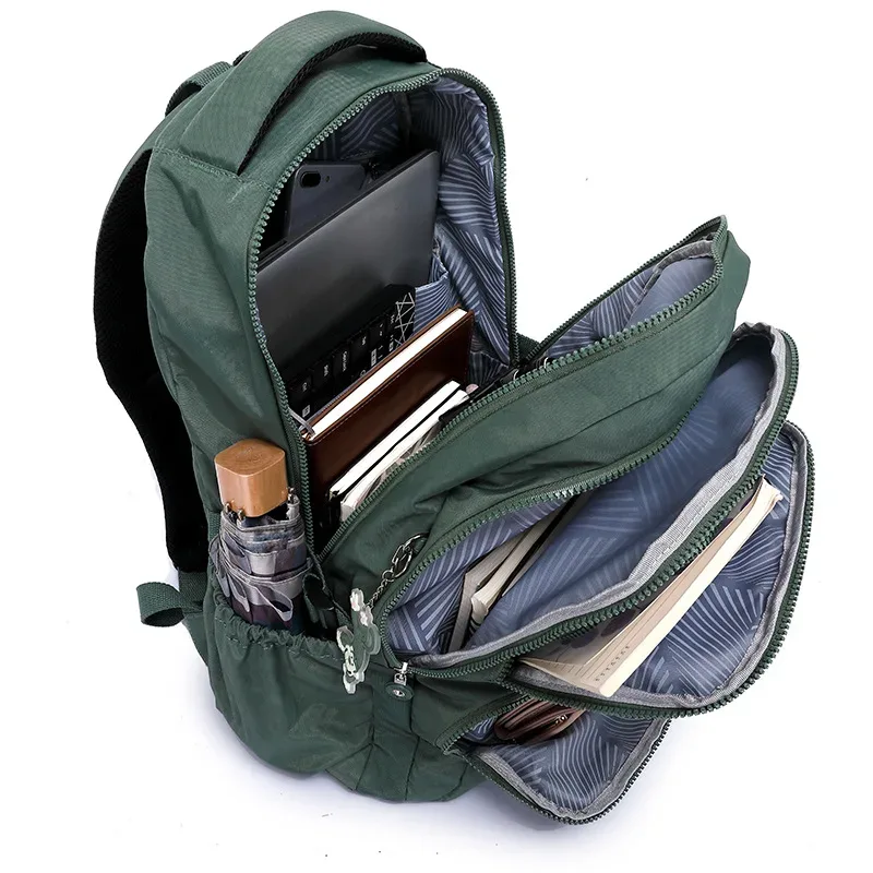 TEGAOTE Nylon imperméable grande capacité A4 hommes femmes sac à dos sac d'école pour garçon fille sac de voyage vert bleu rouge rose noir M2302