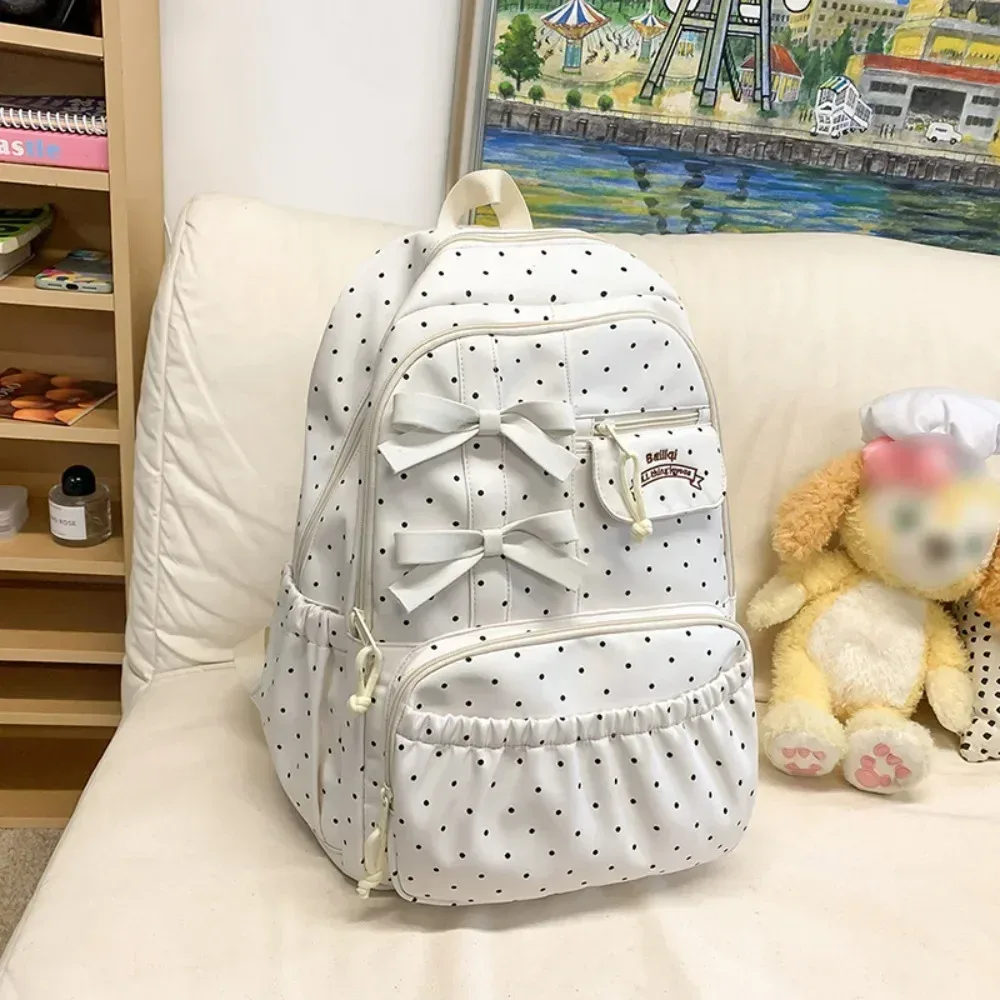 nouveau sac à dos à pois pour filles, cartable d'étudiant antivol de grande capacité, sac à dos d'ordinateur de voyage multi-compartiments en nylon