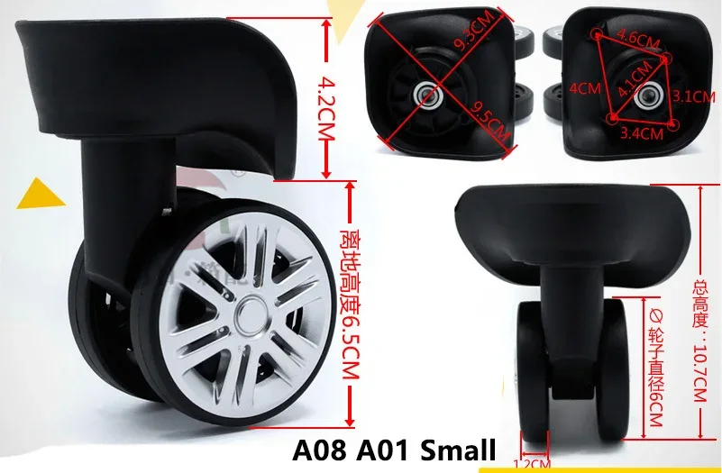 a01 a08 a-08 roues d'avion silencieuses boîtier de chariot bagages roue universelle valise réparation accessoires roues de remplacement roulette