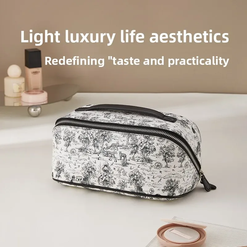 trousse de maquillage peinture à l'encre pour femme 2025 – nouvelle trousse de rangement grande capacité haut de gamme, sac de toilette pratique et accessoires