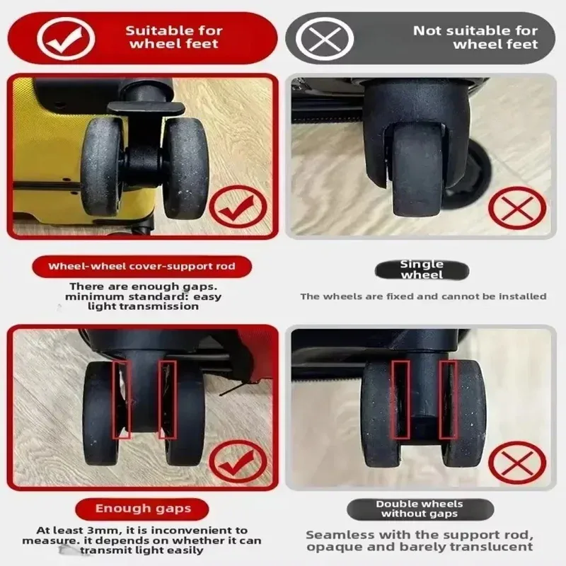 roues universelles en caoutchouc pour bagages, 8 pièces, diamètre 5-7.5cm, roulettes de rechange pour valise, pièces de réparation durables et résistantes à l'usure pour chariot
