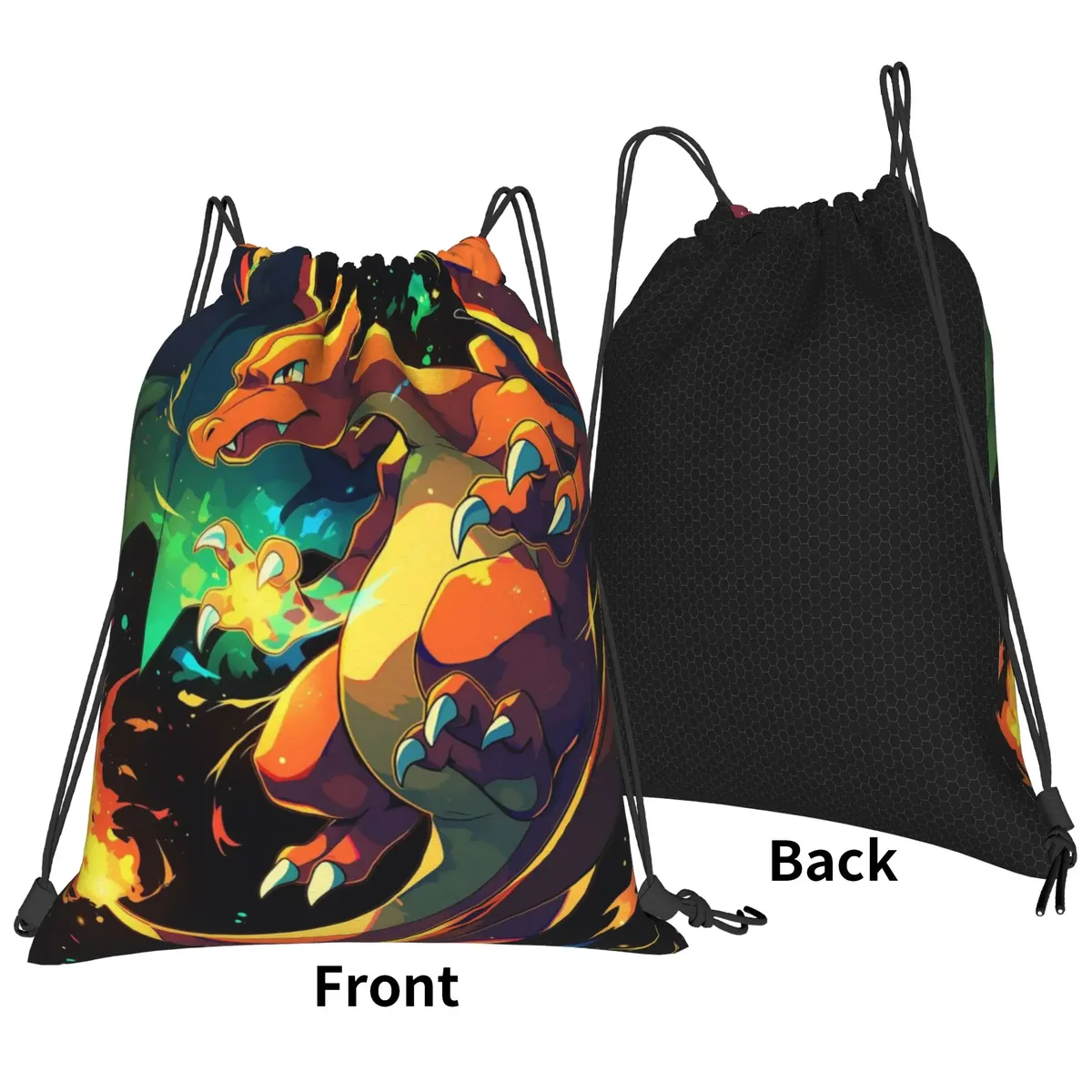 pochette de voyage pokemon charizard kawaii, sacs à cordon, sacs de rangement pour chaussures et vêtements, sac à dos portable multifonction pour adolescents
