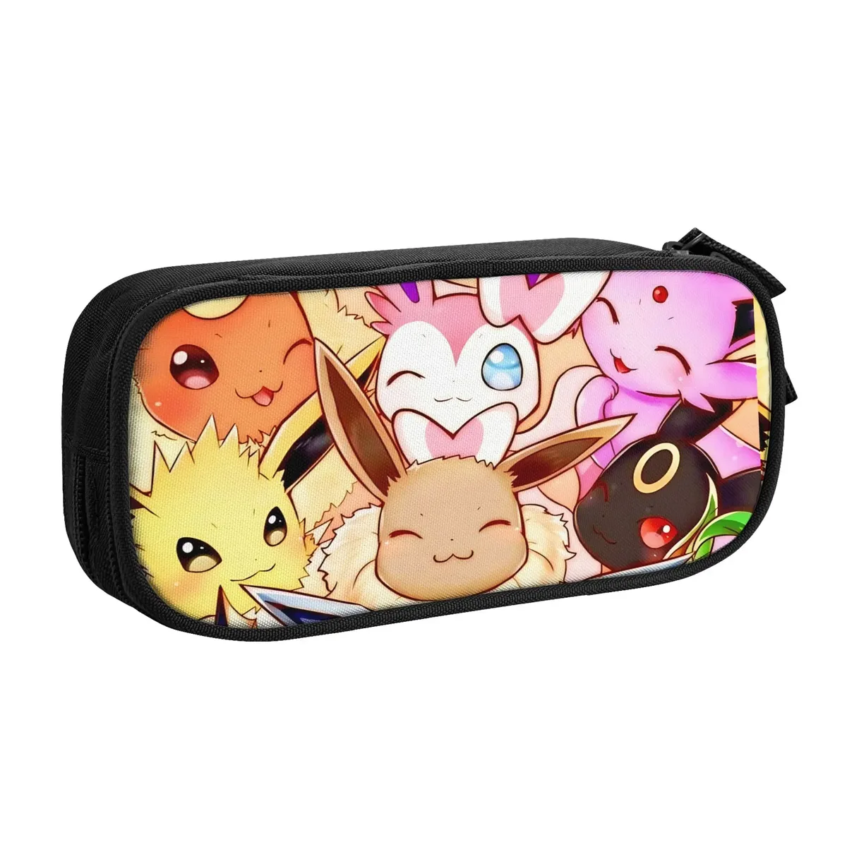 sacs personnalisés pokemon eevee eeveelution de grande capacité pour enfants, trousse à crayons d'école pour garçons et filles