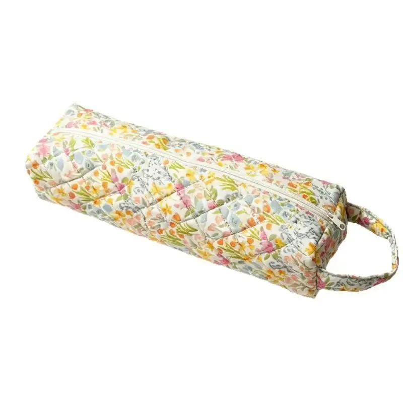 sac de rangement matelassé pour sèche-cheveux avec imprimé floral mignon, poignée portable, grande capacité, étui de transport pour voyage, organisateur de salle de bain
