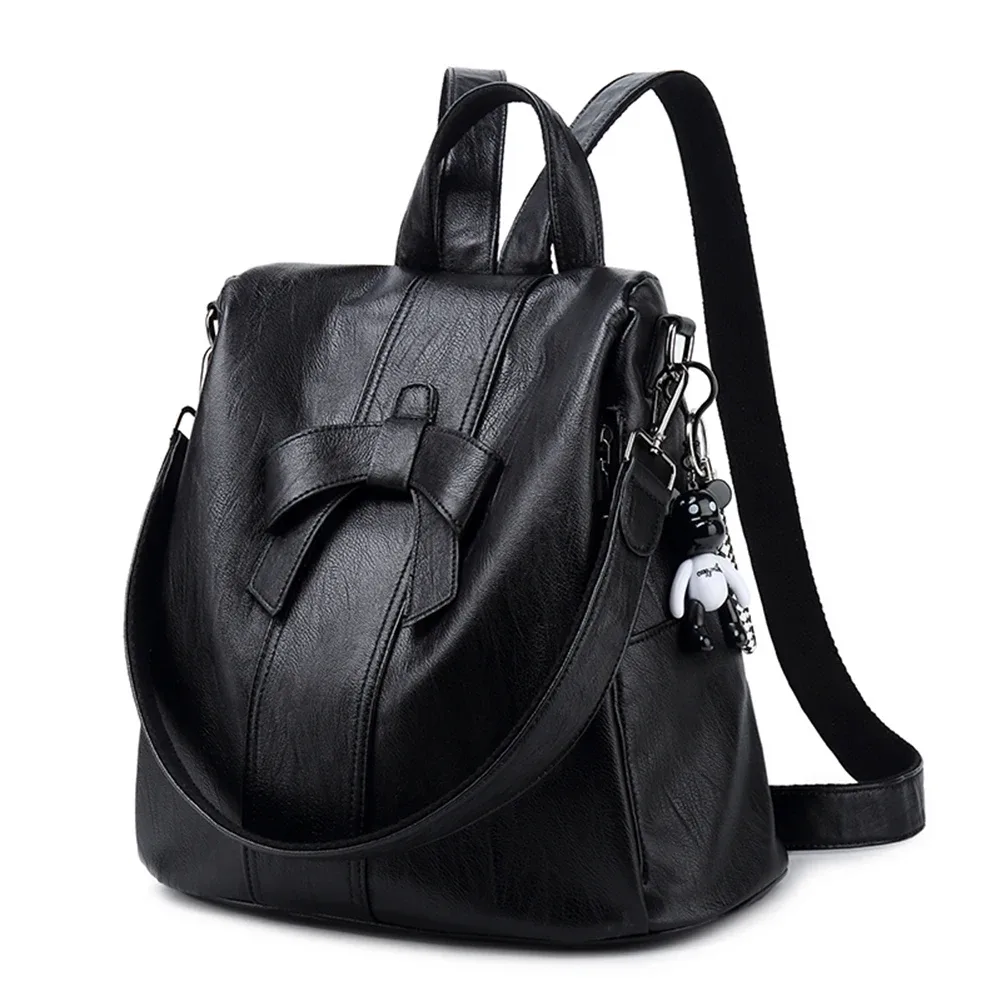 sac à dos en cuir véritable de haute qualité, antivol, sac à bandoulière, sac à dos professionnel pour femmes, élégant sac en cuir pour femme avec nœud