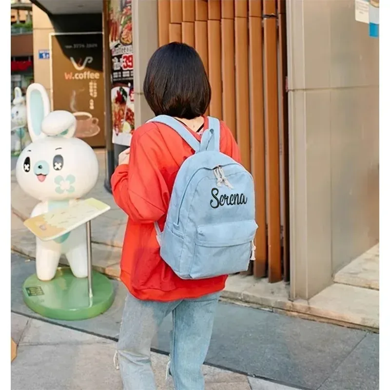 sac à dos en velours côtelé pour enfant avec nom brodé, sac d'école personnalisé pour tout-petit, cadeau d'anniversaire, sac pour ordinateur portable, rentrée scolaire