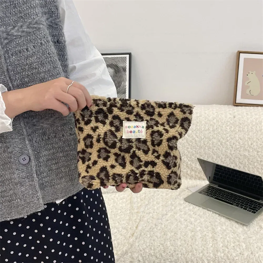 pochette rétro rayée pour femmes, sac à cosmétiques, trousse de toilette en peluche, sacs de maquillage, pochette de maquillage, étui de voyage, organisateur de cosmétiques