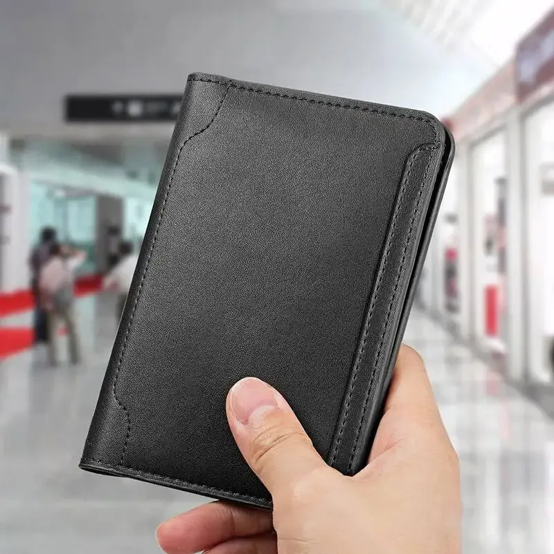 vm fashion kiss étui de passeport en cuir véritable avec fermeture magnétique, design minimaliste, porte-monnaie