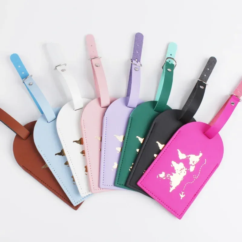 étiquettes de bagage de voyage en cuir pu, accessoires de voyage pour hommes et femmes, étiquettes nominatives pour bagages, porte-étiquette d'adresse de valise, nouvelle collection