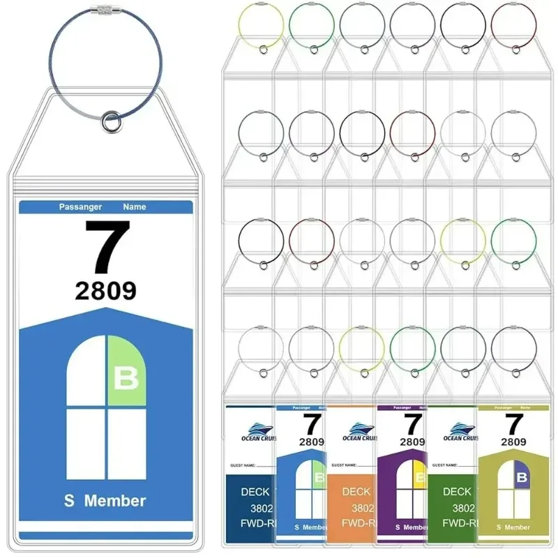 porte-étiquette de bagage en pvc épais, étanche, avec fermeture éclair et boucles en acier inoxydable pour les voyages en croisière royal caribbean