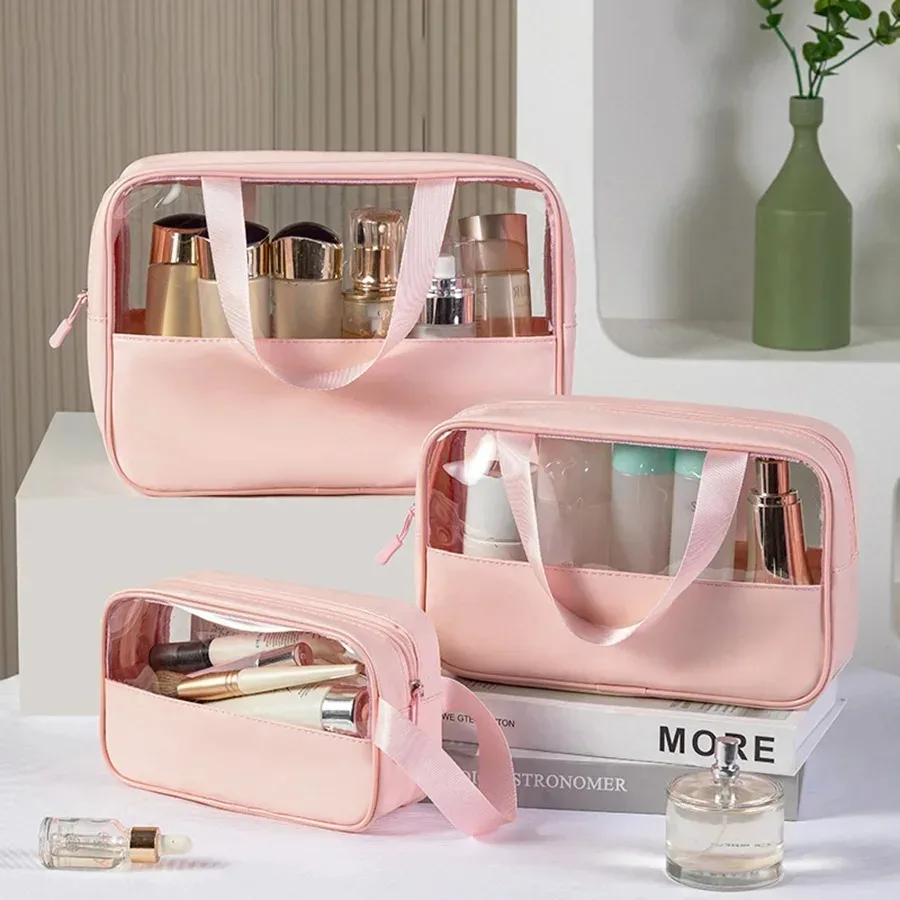 trousse de toilette pour hommes et femmes, organisateur de voyage cosmétique translucide et imperméable pour accessoires et articles de toilette