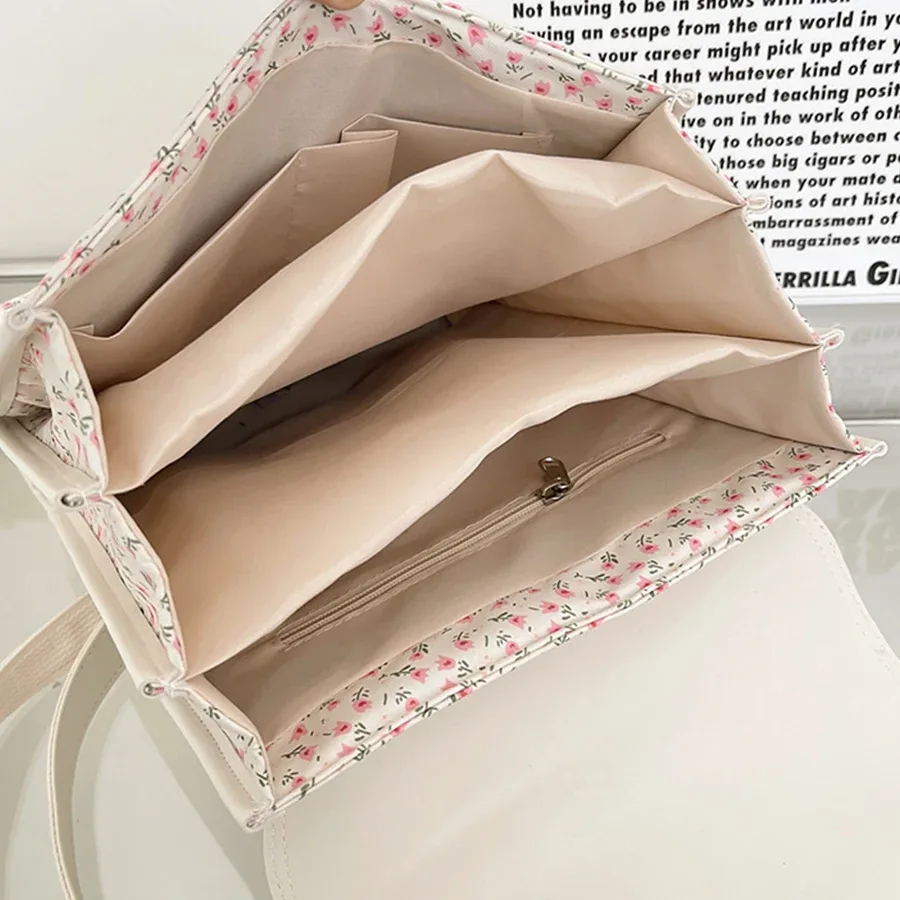 sac à dos à rabat en cuir pu pour femmes et filles, sac d'école à fleurs, sac de voyage d'université, sac à bandoulière pour usage quotidien