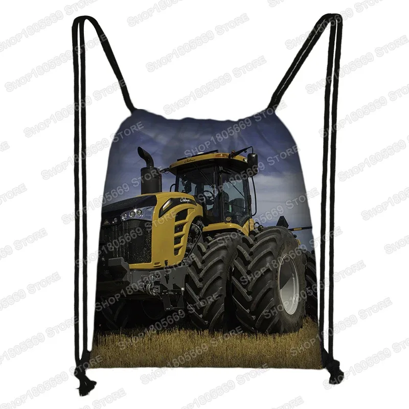 sac à dos à imprimé tracteur pour enfant, sac à dos avec cordon de serrage pour garçon et fille