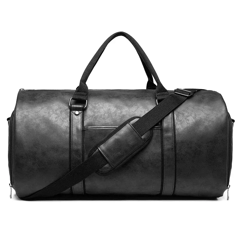 costume vêtement sac à bandoulière en cuir pu grande capacité bagages de voyage sacs à main d'affaires pliable convertible fourre-tout hommes sacs