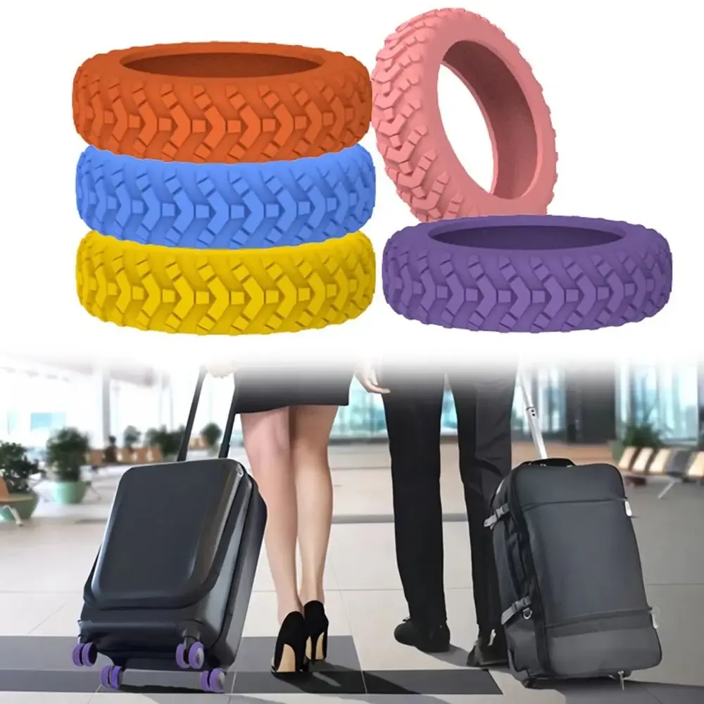 Lot de 8 protections de roulettes de valise en silicone pour bagages de voyage, avec roues silencieuses et axes de protection
