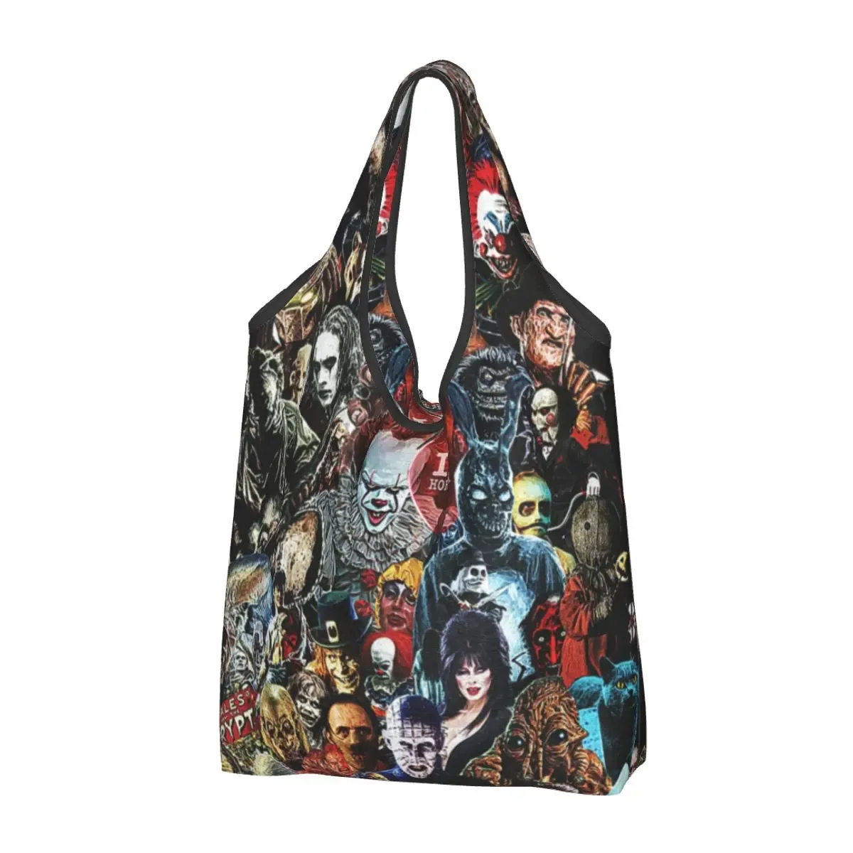 sac à provisions réutilisable personnalisé pour femme, sac fourre-tout portable, sacs d'épicerie, halloween, film d'horreur, rick
