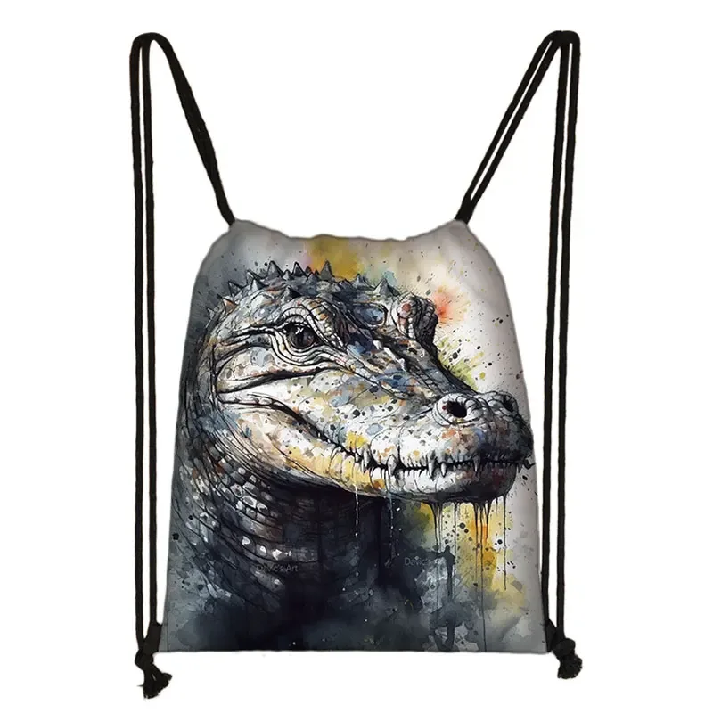 sac à dos imprimé animal théâtre l loup éléphant cheval, sacs à cordon de proximité pour femmes, sac de rangement mode pour adolescentes, sacs à livres kawaii pour filles, cadeau