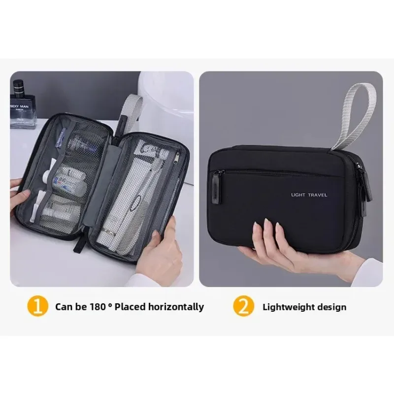 sac de rangement cosmétique imperméable léger de grande capacité avec compartiments, pochette de toilette pliable pour maquillage