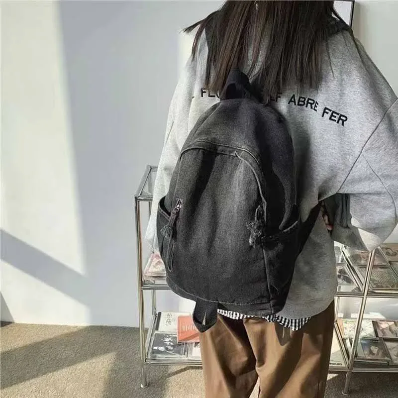 sac à dos en denim dégradé personnalisé pour enfant, cartable d'école maternelle pour garçon et fille, voyage en plein air, nouvelle collection automne et hiver