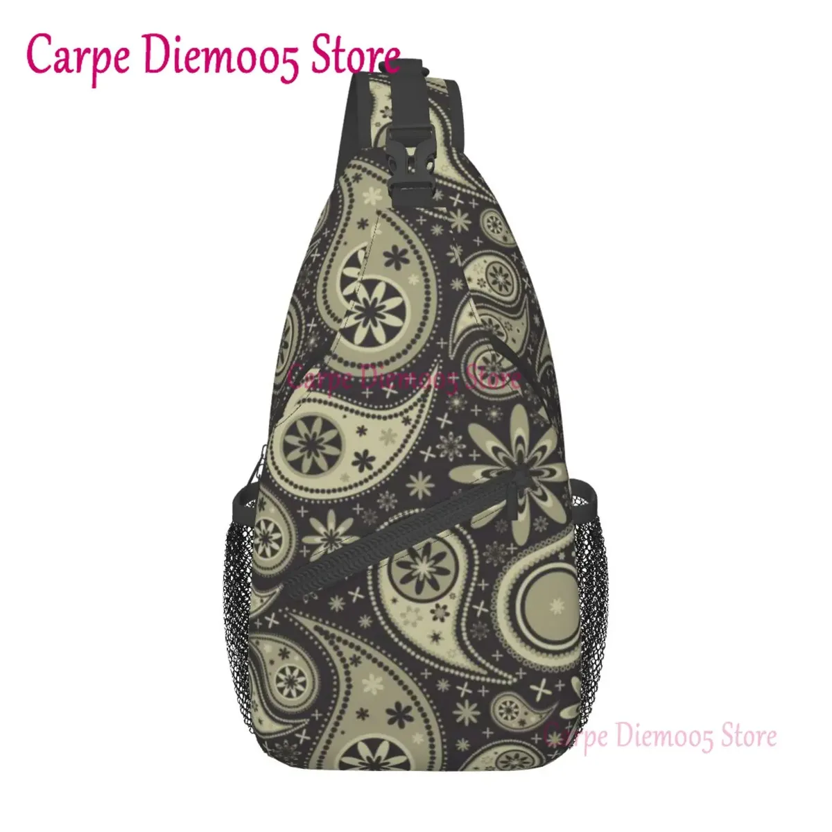 sac à dos bandana paisley chicano noir et blanc pour hommes, sac à bandoulière pour la randonnée