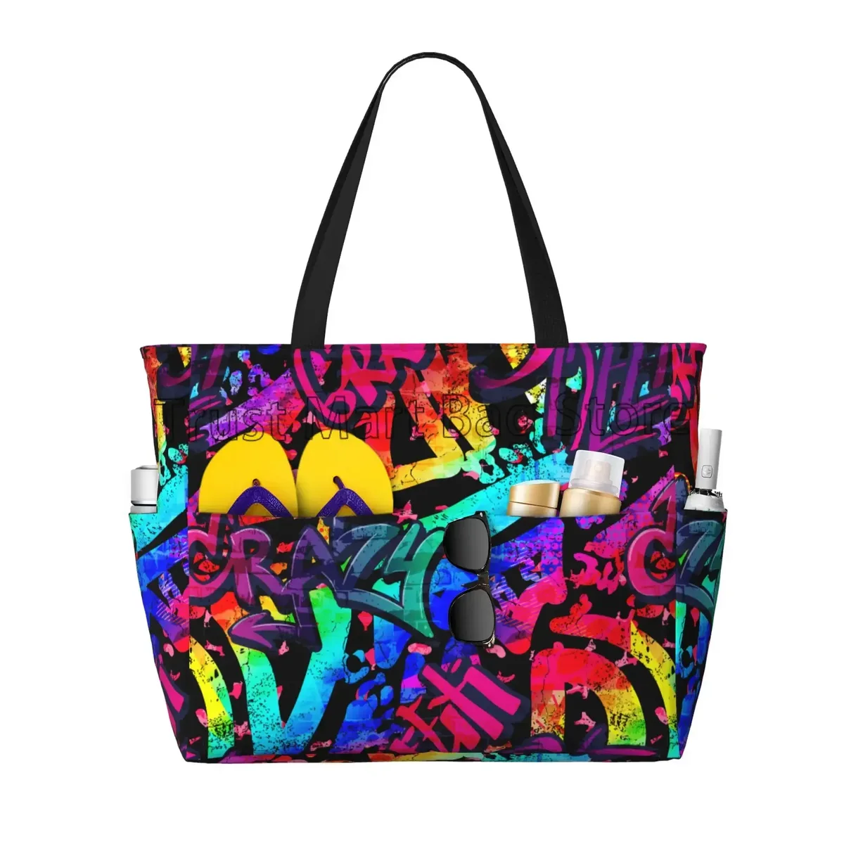 sacs fourre-tout de plage étanches pour femmes, sacs de rangement de grande capacité, sac à main initié pour voyage, vacances, natation, graffiti
