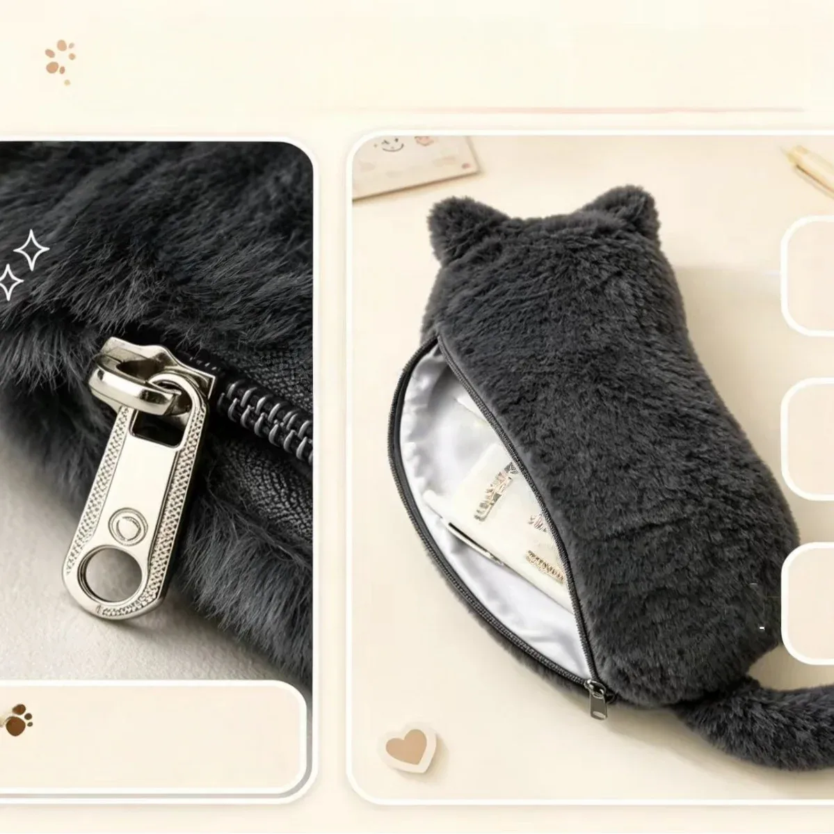 étuis à crayons en peluche chat mignons, grande trousse de maquillage coréenne souple et de grande capacité, excellent cadeau pour noël, les fêtes et les anniversaires