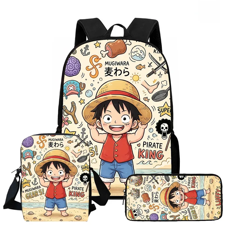 ensemble de 3 sacs à dos scolaires légers one piece avec sac bandoulière et trousse à crayons, sac à dos unisexe pour garçons et filles de 6 à 10 ans