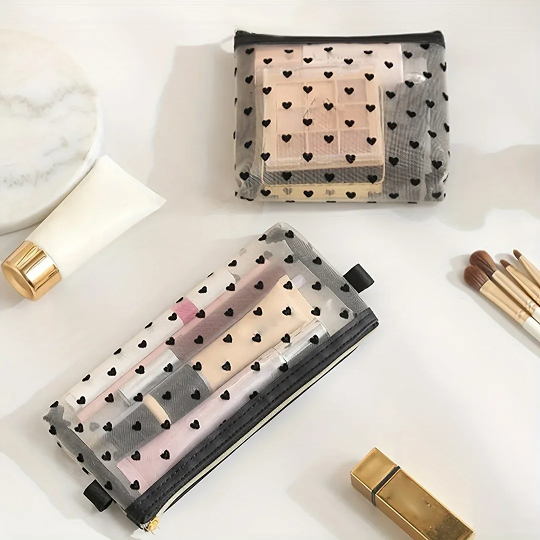 sac de rangement en maille pour cosmétiques de voyage, facile à nettoyer, sac de maquillage, trousse de toilet