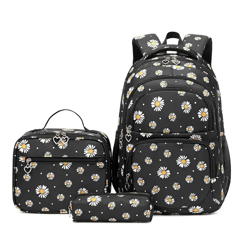 andrpattern-sac à dos d'école étanche pour garçon et fille, trousse à crayons, ensemble trois pièces en tissu nylon, tendance adolescente