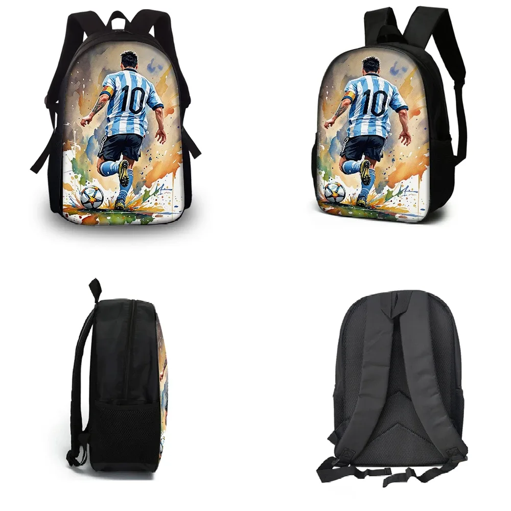 sac à dos imprimé flamme de football, léger, grande capacité, pour l'école, le voyage, avec sac à bandoulière, sac à crayons, cadeau, 3 pièces