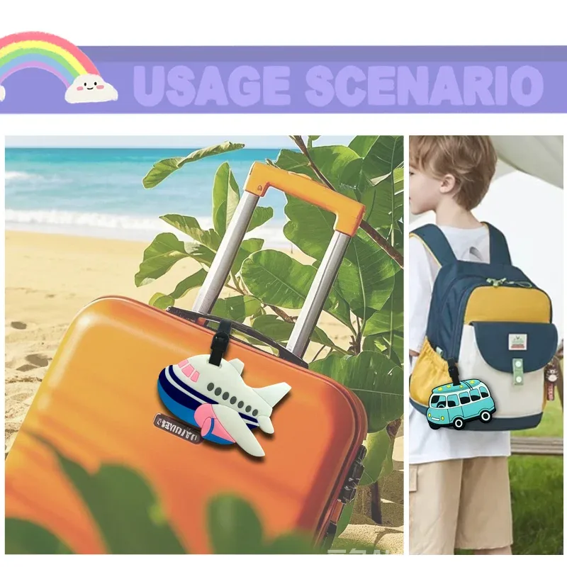 nouveau étiquettes de bagage créatives style dessin animé mignon, porte-adresses pour valise, étiquettes d'embarquement, étiquettes portables, accessoires de voyage