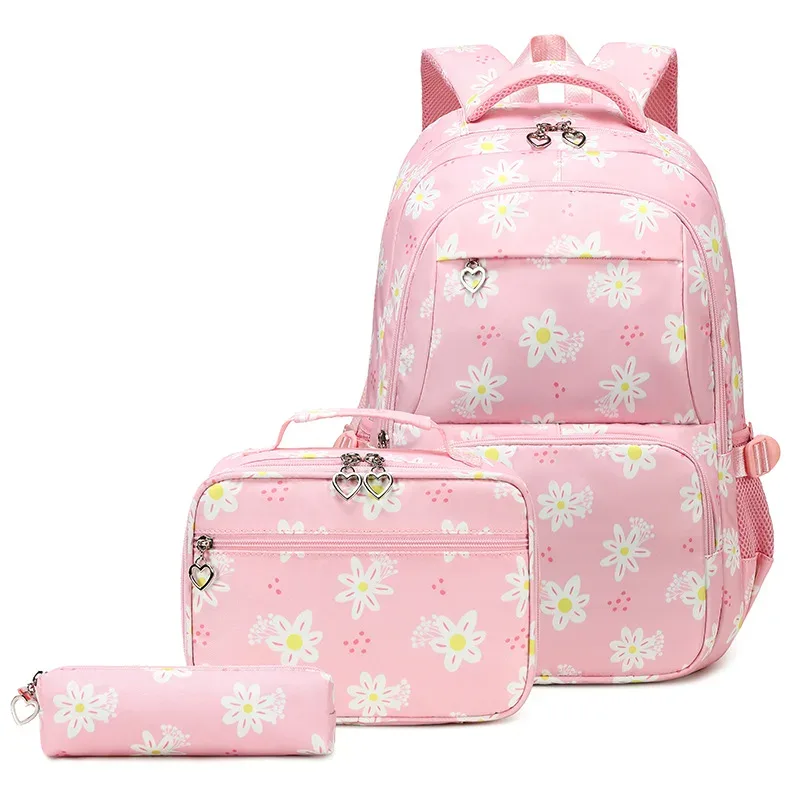 sacs à dos étanches pour enfants, joli sac d'école pour étudiants, sacs d'école pour adolescentes, sac à lunch, étui à crayons, ensemble de 3 pièces