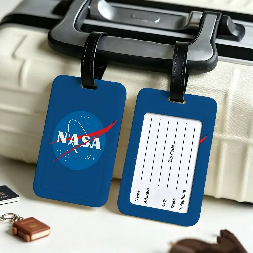 étiquette de bagage en pvc avec logo usa n-nasas, accessoire de voyage, design anti-perte, pochette détachable pour carte d'information