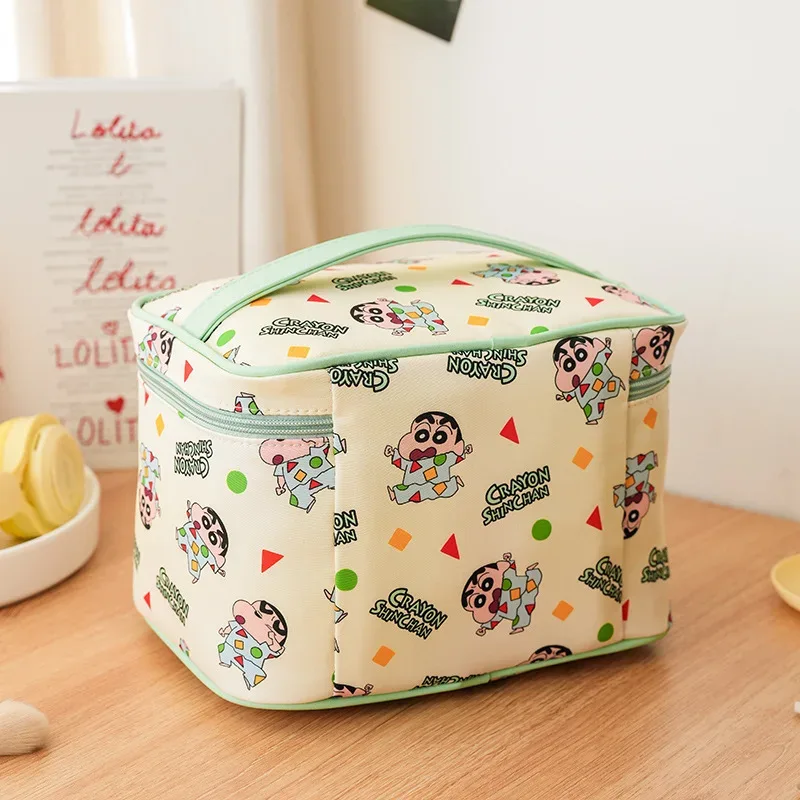 sac à cosmétiques authentique crayon shin-chan pour femmes, sac de maquillage multifonctionnel, grande capacité, étui de rangement de voyage portable