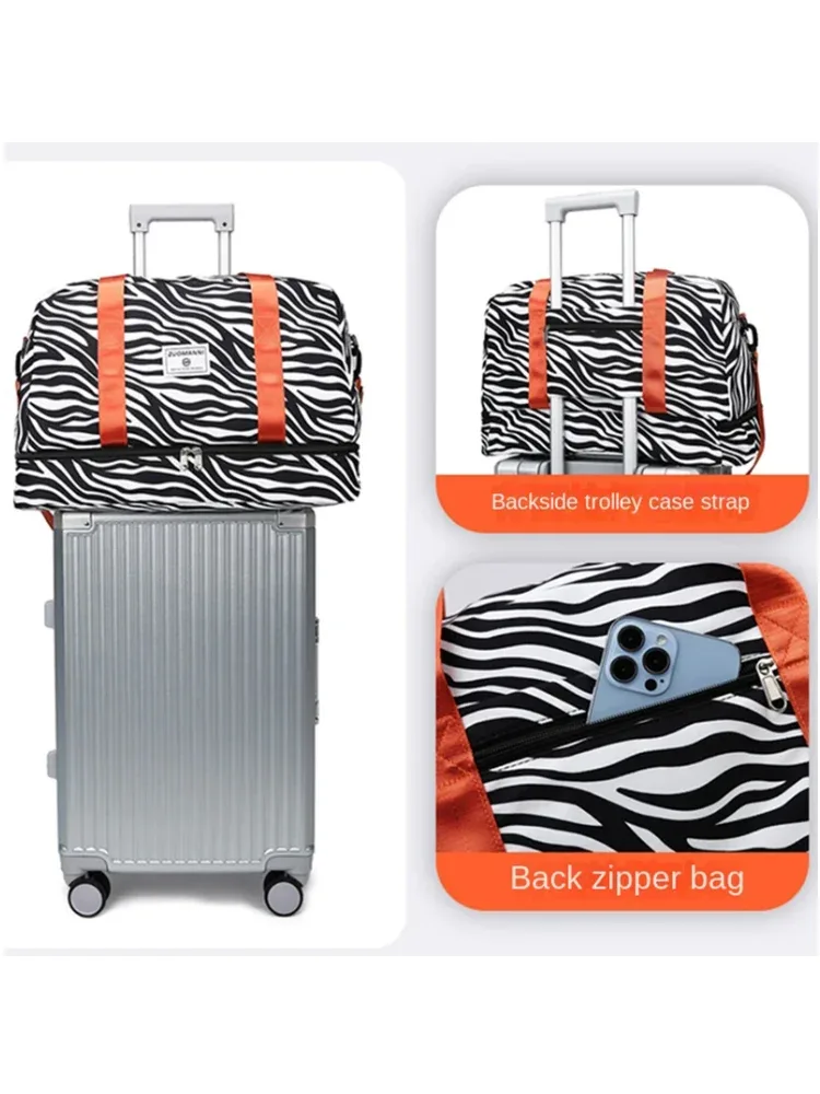 sac de voyage spacieux et durable pour femmes, avec imprimé animal, sac de sport de grande capacité en nylon, sac de nuit pour week-end