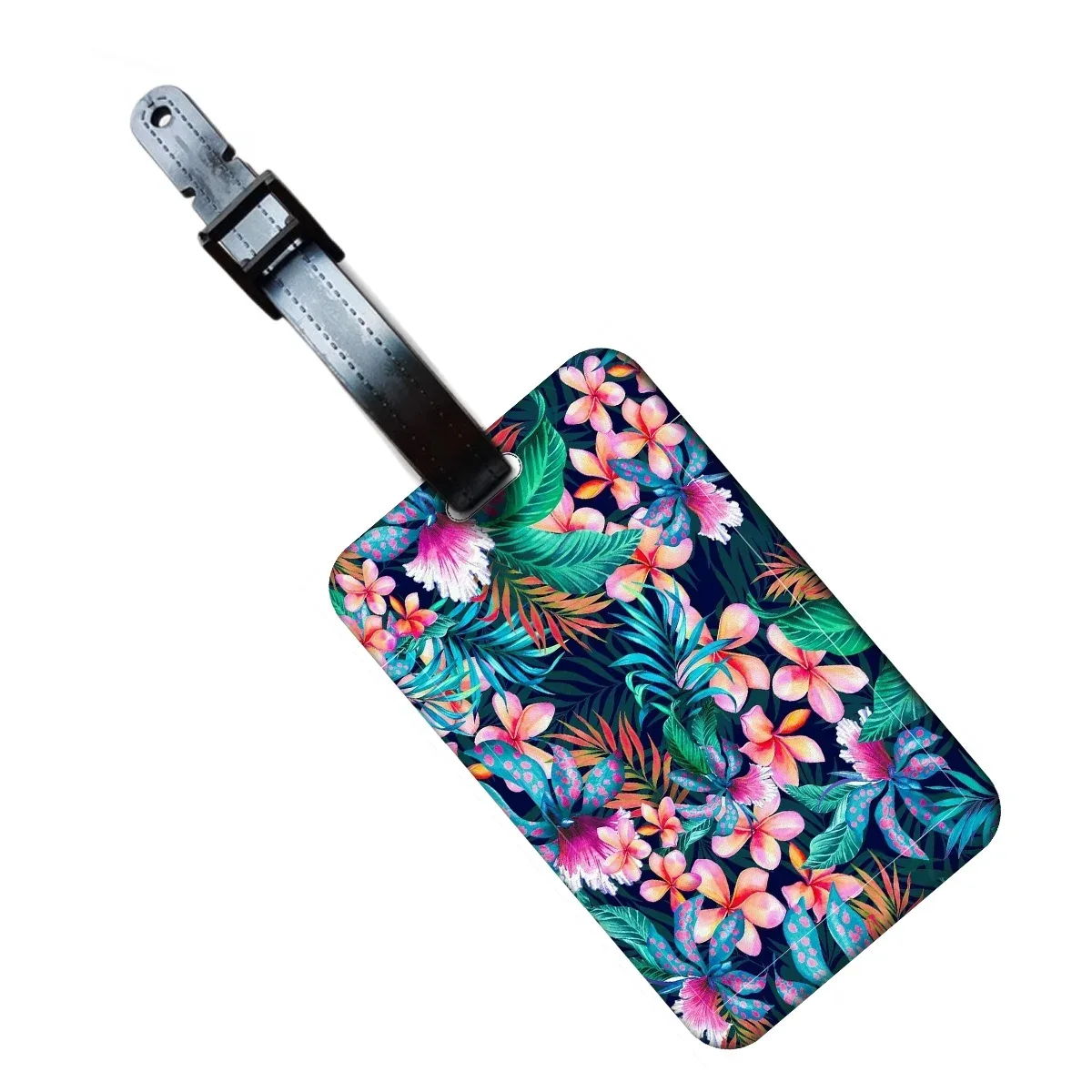 étiquette de bagage motif fleurs et plantes, plume, pour valise et sac à dos, anti-perte, porte-carte d'identification, accessoires de mode pour bagages, cadeaux