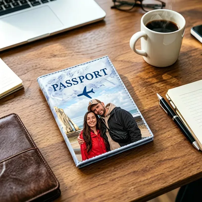 housse de passeport personnalisée avec photo sur mesure, housse de protection de voyage durable avec emplacements pour cartes de crédit, porte-passeport et documents d'identité