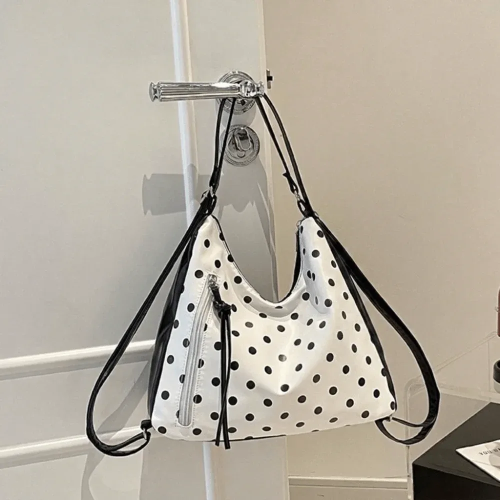 sac à bandoulière en cuir pu à pois, grande capacité, sac à dos, sac fourre-tout léger, sac sous le bras, sac seau, sac de travail