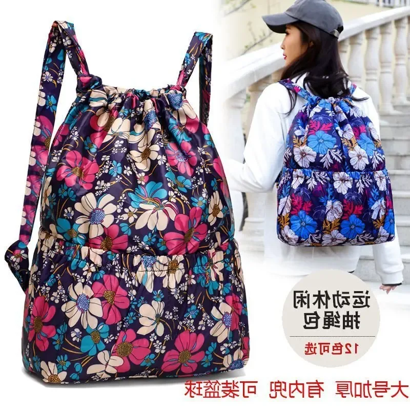 sac à dos à cordon de serrage pour femmes, sac à cordon en nylon, grande capacité, sac à bandoulière léger et polyvalent pour maman