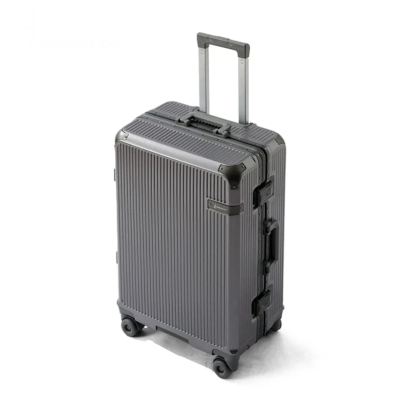 valise à cadre en aluminium avec serrure à combinaison, unisexe, portable, 20 pouces, bagage à main pour étudiant, 28 pouces, avec roues silencieuses