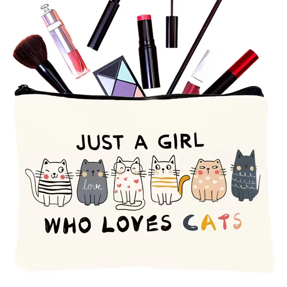 trousse de toilette à thème chat pour femme, cadeau mignon pour filles, trousse de maquillage de voyage avec fermeture éclair pour les amoureuses des chats, cadeau amusant pour maman chat, pour anniversaire ou noël, pour fille, sœur ou meilleure amie