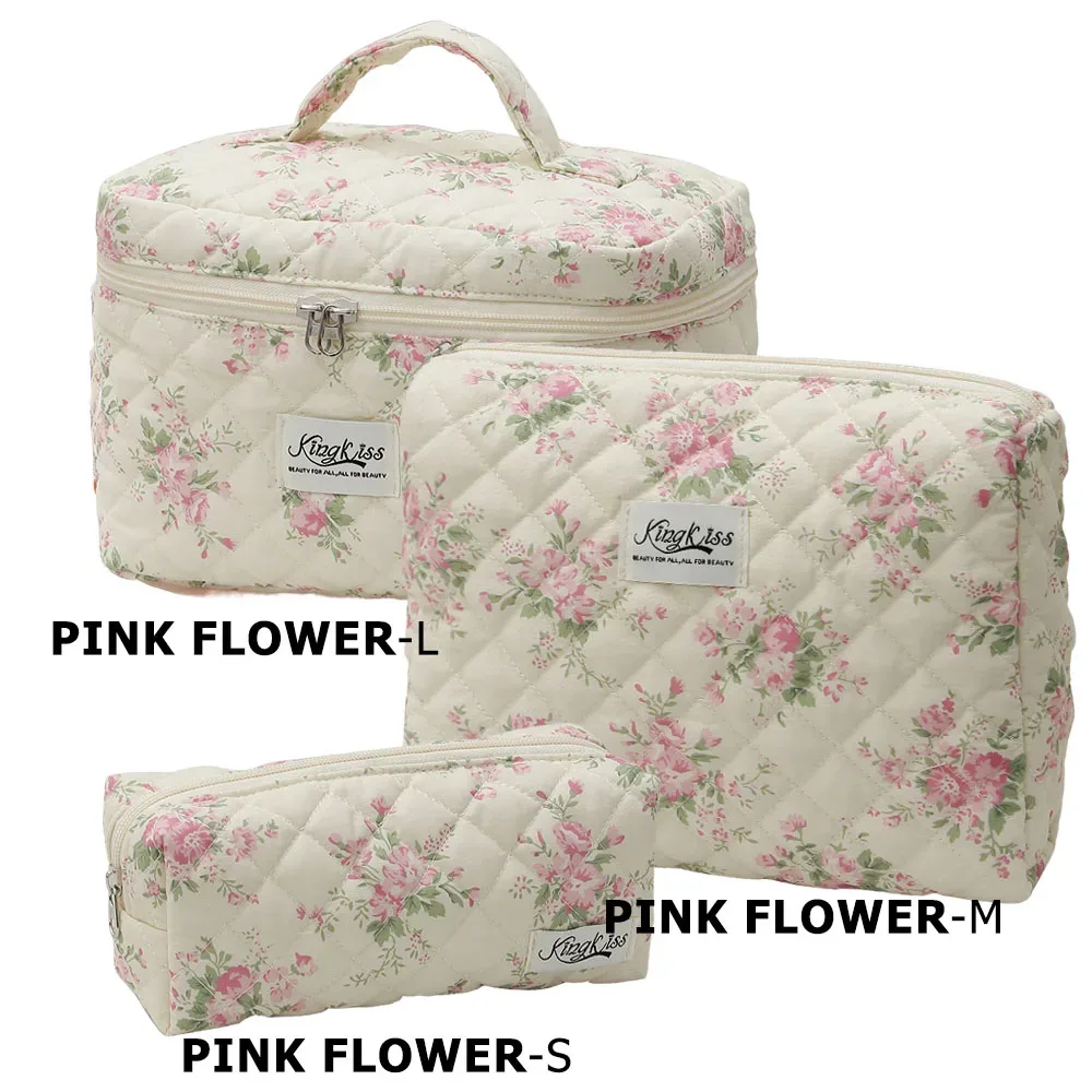 trousse de maquillage matelassurera en coton pour femme, trousse de toilette portable pour fille, sac à main à fermeture éclair pour femme, trousse cosmétique, évaluation, gril, 3 pièces